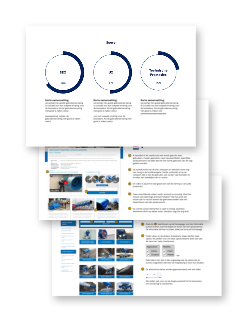 Afbeelding van een website analyse rapport